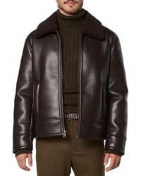 Andrew Marc - New York Cadman Faux Sherling Trim Faux Leather Jacket - Lyst