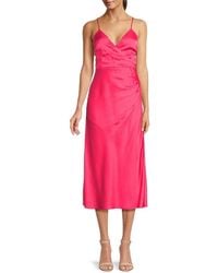 French Connection - Ennis Surplice Satin Midi-Dress - Lyst
