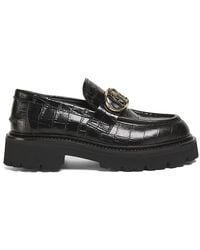 Roberto Cavalli - Logo Croc-Embossed Leather Loafer - Lyst
