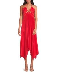 Ramy Brook - Pleated Halter Midi-Dress - Lyst