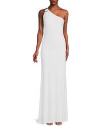 Donna Karan One-shoulder Column Gown - White