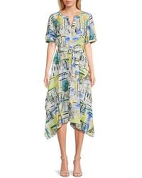 Karl Lagerfeld - Abstract Tie-Waist A-Line Midi-Dress - Lyst