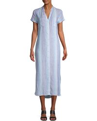 Pure navy linen trapeze dress Clearance