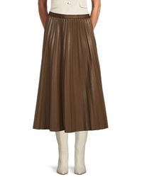 Avantlook - Pleated Faux-Leather Midi-Skirt - Lyst
