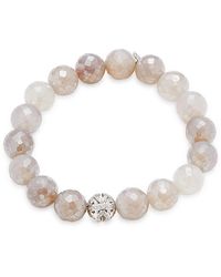 Sydney Evan - 14k White Gold, Chalcedony & Diamond Beaded Bracelet - Lyst