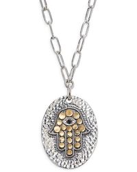 Effy - 18k Yellow Gold, Sterling Silver & Diamond Hamsa Pendant Necklace - Lyst
