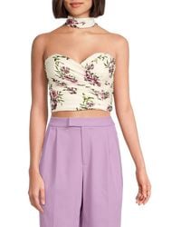 BCBGMAXAZRIA - Floral Corset Halter Faux Wrap Top - Lyst