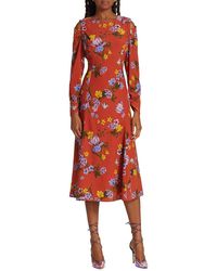 Tahari - Holland Silk Blend Floral Midi Dress - Lyst