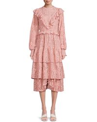 Rachel Parcell - Ruffle Tiered Lace Midi Dress - Lyst