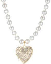 Eye Candy LA - The Luxe Collection Miranda Shell Pearl & Cubic Zirconia Heart Pendant Necklace - Lyst