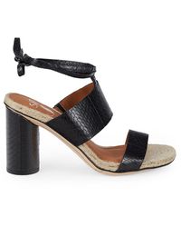 Sarto Obi Snake-skin Leather Heeled Sandals - Black