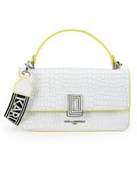 Karl Lagerfeld - Simone Embossed Croc Leather Two Way Top Handle Bag - Lyst