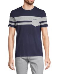Ben Sherman Stripe Pocket T-shirt - Blue