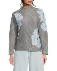 Joseph A - Floral Diamond-Pattern Mock Turtleneck Sweater - Lyst