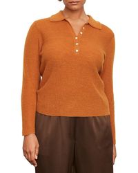 Vince - Ribbed Mohair & Wool Blend Polo Sweater - Lyst