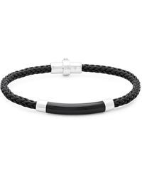 Effy Black Agate, Sterling Silver And Leather Braided Bracelet