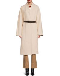 Calvin Klein - Faux Fur Belted Longline Coat - Lyst