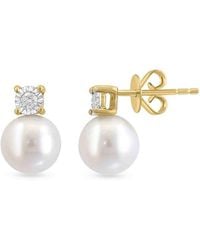 Saks Fifth Avenue - 14K, Freshwater Pearl & 0.01 Tcw Diamond Drop Earrings - Lyst