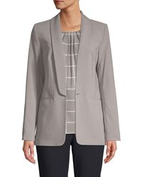 calvin klein satin stripe roll cuff long open front jacket