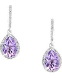 Effy Golden Finds 14k White Gold, Amethyst & Diamond Drop Earrings - Purple