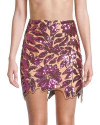 MILLY - Kristina Floral Garden Sequin Miniskirt - Lyst