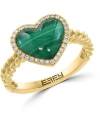 Effy - Malachite & 0.12 Tcw Diamond 14K Heart Ring - Lyst
