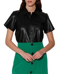 Walter Baker - Eros Leather Button Up Top - Lyst