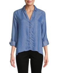 Saks Fifth Avenue - Roll Tab Chambray Button Down Shirt - Lyst