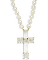 Heidi Daus Cross Crystal Rhinestone Pendant Necklace - Metallic