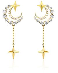 Eye Candy LA 18k Goldplated & Cubic Zirconia Moon Star Dangle Earrings - White