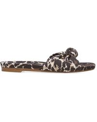 Veronica Beard Etra Knotted Leopard-print Canvas Slides - Brown