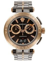 Versace - 45mm Two Tone Stainless Steel Bracelet Chronograph Watch - Lyst
