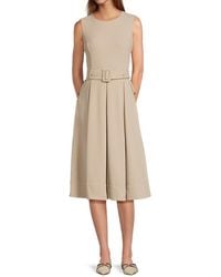 Calvin Klein - Sleeveless Belted Midi-Dress - Lyst