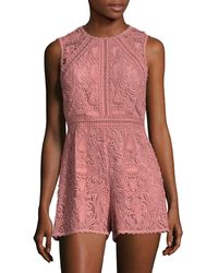 Alexis Makenna Embroidered Lace Romper - Pink
