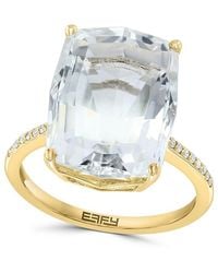 Effy - 14k Yellow Gold, White Topaz & 0.06 Tcw Diamond Ring - Lyst