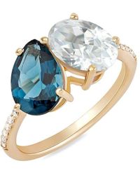 Saks Fifth Avenue - 14K, London Topaz, Topaz & 0.07 Tcw Diamond Ring - Lyst