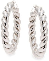 Saks Fifth Avenue - Rhodium Plated Sterling Silver Twist Hoop Earrings - Lyst