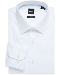 BOSS by HUGO BOSS Hank Slim Fit Solid Dress Shirt - White