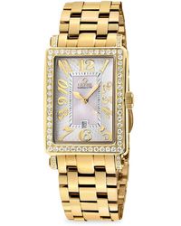 Gevril - Avenue Of Americas Mini 25mm Ion Plated Goldtone Stainless Steel, Mother Of Pearl & Diamond Bracelet Watch - Lyst
