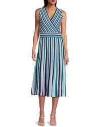 Tahari - Striped Midi-Dress - Lyst