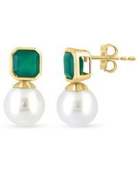 Effy - 14k Yellow Gold, 9mm Freshwater Pearl & Onyx Drop Earrings - Lyst