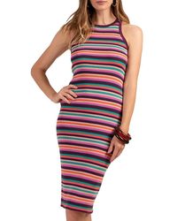 Trina Turk - Blue Point Striped Midi Dress - Lyst