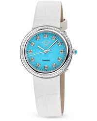 Gv2 - Arezzo 33mm Stainless Steel, Turquoise, Diamond & Leather Strap Watch - Lyst
