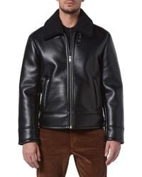 Andrew Marc - New York Cadman Faux Sherling Trim Faux Leather Jacket - Lyst