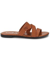 Calvin Klein Crossover Strap Sandals - Brown