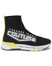 Versace Jeans Couture Logo Sock Slip On Sneakers - Black