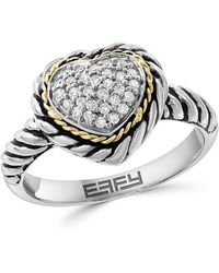 Effy - 18K Goldplated, Sterling & 0.14 Tcw Diamond Heart Ring - Lyst