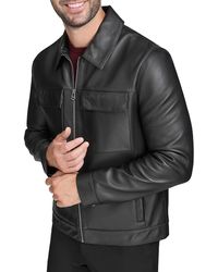 Cole Haan - Bonded Leather Blend Jacket - Lyst