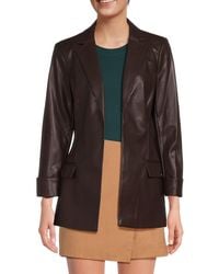 Calvin Klein - Faux Leather Open Front Jacket - Lyst