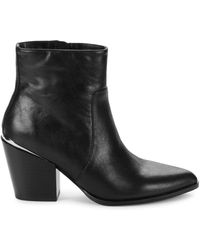 5th avenue black leather ankle boots